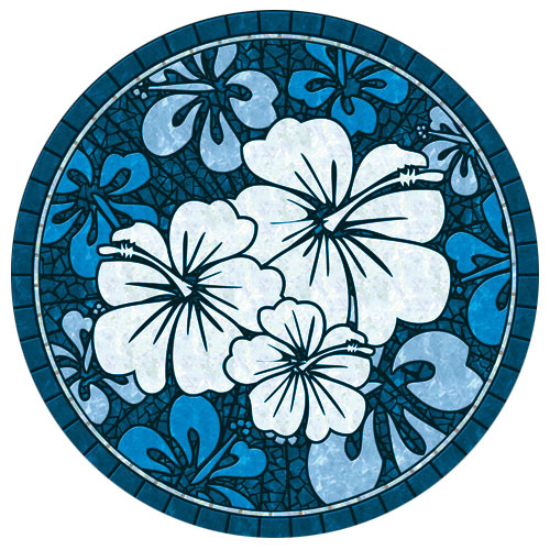 Blue Hibiscus Mosaic - 59"